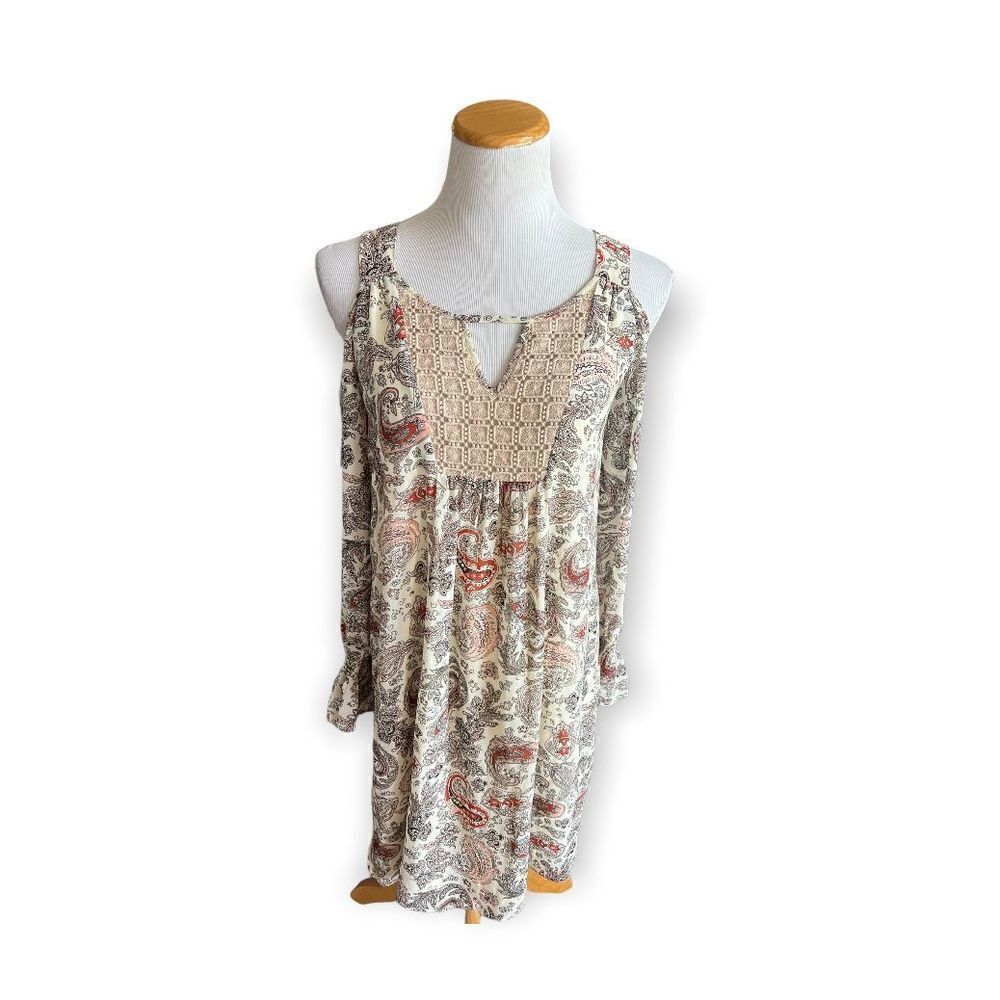 NWT Womens Signature Studio Mixed Media Cold Shoulder Dress - Sz S